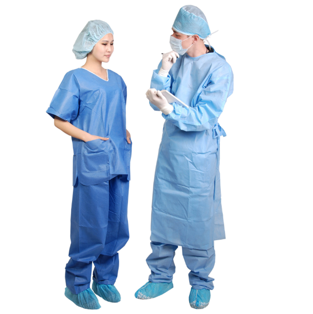 CE MDR Custom Woven SMS Disposable Scrub Suit Set (Top + Pants) Factory Wholesale Medical Scrubs Bulk Uniforms Doctors Nurses