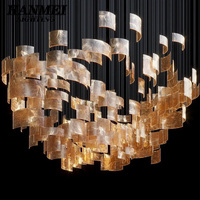 Lustre moderne à hauteur réglable pour hôtel, salon, escalier, avec verre dégradé et LED blanc chaud