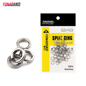 FUNADAIKO Anneaux fendus plats en acier inoxydable pour la pêche, nœuds pivotants pour leurres, anneaux fendus à double boucle à changement rapide pour la pêche, usine - Product Image 2