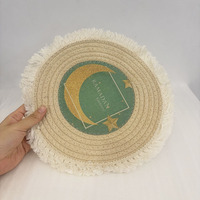 Vente en gros de sets de table ronds en corde de coton réutilisables avec franges, tissés à la main, résistants à la chaleur