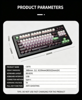 Teclado Zornher CG870 Energy Pioneer RGB para Juegos, Teclas Translúcidas, Tri-Modo, Intercambiables en Caliente, Personalizables para Oficina