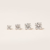 Boucles d'oreilles clous classiques en moissanite GRA VVS de 0,1 ct à 1 ct, taille multiple, serties de 4 griffes, en or 14K, pour femme, idéales pour le bureau