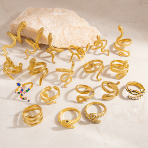 Snake <b>Ring</b> 18K Gold Plated Stainless Steel Exaggerated Open Finger Vintage Unisex Jewelry Gift Yiwu Fashion <b>Rings</b> - Product Image 2