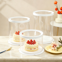 Caja Redonda para Pastel Ecológica y Segura para Alimentos, Envase Cilíndrico Transparente de PET para Panadería, Caja Desechable Resistente a la Grasa para Postres, con Logotipo Personalizado