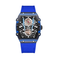 Montre à quartz HANBORO pour homme, bracelet en nylon, boîtier tonneau, cadran ajouré, lunette en cristal, style sport urbain 923-2