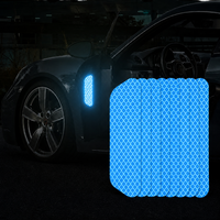 Autocollant réfléchissant bleu ciel pour bord de porte de voiture, autocollant de sécurité haute visibilité, film résistant aux rayures qui brille dans le noir