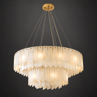 Lustre suspendu en métal artistique à plusieurs niveaux en albâtre pour salon, salle à manger, hôtel, prix de gros d'usine
