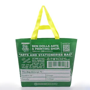 Yeniden kullanılabilir geri dönüşüm market alışveriş çantası çevre dostu Bopp lamine dokuma alışveriş çantası özelleştirmek