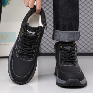 Bottes de neige pour hommes, bottines d'hiver à bout rond, doublure en fourrure, semelle extérieure en caoutchouc antidérapante, semelle intermédiaire en EVA, vêtements d'extérieur chauds - Product Image 4