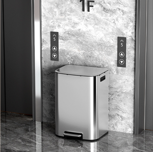 18L Square Eco-Friendly Hotel Stainless Steel Foot Pedal Trash Can Large Opening Waste <strong>Bin</strong> Storage Bucket Garbage Can - Product Image 1
