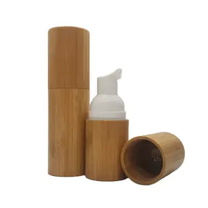 Bamboo Cover Foam Pump Bottle 30ML 50ML with PP inner cosmetic packaging Cosmetic Containers 100% Organic Wood Bamboo