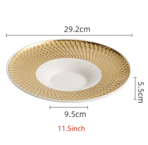 Elegante Plato <span class=keywords><strong>de</strong></span> Sopa con Borde Dorado para Pasta, Ensalada, Plato <span class=keywords><strong>de</strong></span> Cerámica Plateado y Dorado <span class=keywords><strong>de</strong></span> Lujo para Sopa y Platos Principales para Banquetes <span class=keywords><strong>de</strong></span> Boda - Product Image 5