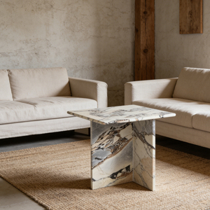 <span class=keywords><strong>Tavolino</strong></span> Moderno di Lusso in Marmo Bianco Calacatta Nero Blu per <span class=keywords><strong>Soggiorno</strong></span> - Product Image 5