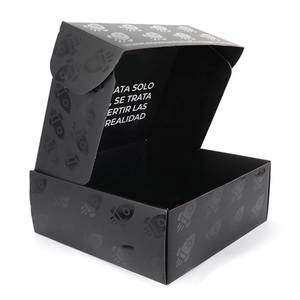 Tùy Chỉnh Thiết Kế Ưa Thích Màu Đen Hộp Gửi Thư Sang Trọng Sóng Quần Áo Bao Bì Vận Chuyển Các Tông Màu Đen Bưu Phẩm Hộp Với Logo - Product Image 1