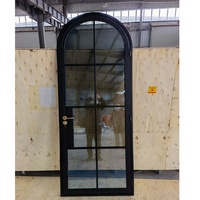 Puerta Interior de Hierro de Alta Calidad con Vidrio Insonorizado, Puertas Francesas Arqueadas