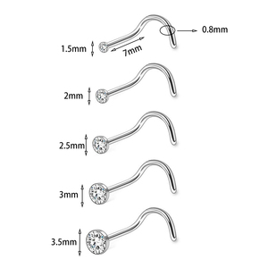 5 pièces/ensemble acier chirurgical L forme nez boucles d'oreilles cristal <span class=keywords><strong>narine</strong></span> <span class=keywords><strong>Piercing</strong></span> torsion nez anneau nez boucles d'oreilles bijoux pour femmes hommes - Product Image 3