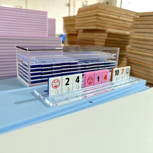 Modern <strong>Rummikub</strong> <strong>Playing</strong> Tiles 2-4 Players Bespoke Rummy Joker Set Blue White Block Number Acrylic Game - Product Image 3