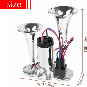Klaxon à air double tube 600DB 12V avec compresseur en aluminium pour voiture, klaxon à tonalité haute pour mise à niveau et rénovation - Product Image 4