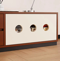 Meuble TV de style moderne en placage de bois avec blocs de couleur, meuble de rangement rétro pour salon domestique