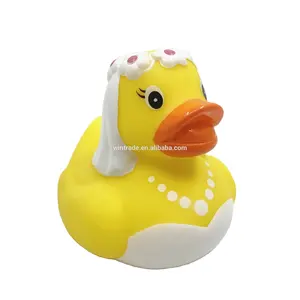Bride bulk rubber yellow duck manufacturers in a wedding dress for girl baby floating bath toys