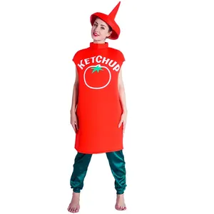 Divertido <span class=keywords><strong>Disfraz</strong></span> <span class=keywords><strong>de</strong></span> Ketchup para Fiesta <span class=keywords><strong>de</strong></span> Disfraces, Cosplay <span class=keywords><strong>de</strong></span> Salsa <span class=keywords><strong>de</strong></span> <span class=keywords><strong>Tomate</strong></span> para Adultos Unisex - Product Image 1