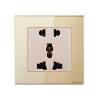 Prise murale noire YUHE UK 13A avec USB Type-C Charge Rapide 18W, 14 prises, interrupteur mural, contrôle via application EWeLink, style traditionnel et moderne
