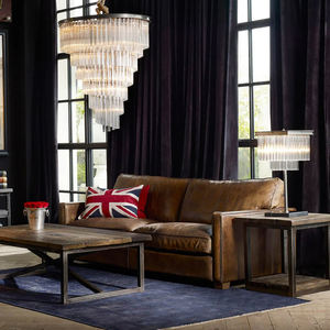 Moderne vintage industriële stijl binnenmeubilair bank bruin leder 1 <span class=keywords><strong>2</strong></span> 3-zits vorm sectionele rechthoekige bank - Product Image 6