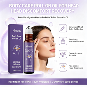 Olio Essenziale Roll-On per la Cura della Testa, Formula Botanica Delicata, Olio Roll-On Portatile, Allevia Rapidamente il Disagio alla Testa, Design con Sfera Metallica - Product Image 1