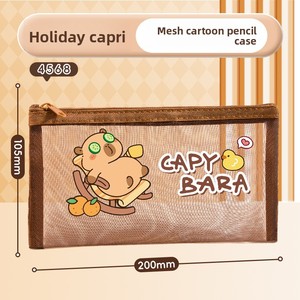 Étui à crayons en maille Capybara avec logo personnalisé, sac de papeterie transparent pour étudiants, pochette à crayons pour examens, vente en gros OEM - Product Image 6