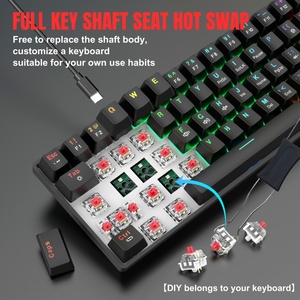 Teclado para juegos HSXJ V900 con cable de 61 teclas con teclas de doble disparo interruptor rojo, teclado de oficina para juegos con retroiluminación RGB - Product Image 3