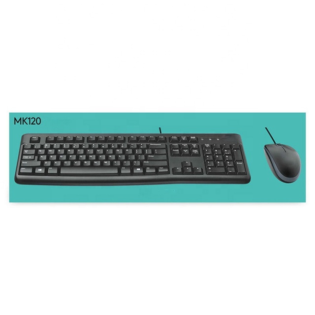Logi Home Tech Office USB Keyboard Mouse Set Original MK120 Universal Business Combo for Computer Notebook LED Backlit Mouse