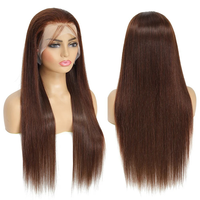Perruque longue et droite brune avec dentelle frontale |   Perruque en cheveux humains 100% brésiliens pour femmes |   Plusieurs longueurs disponibles