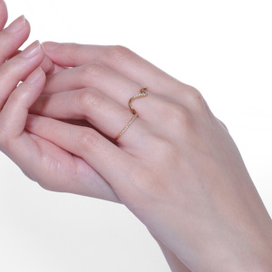 Bijoux fins élégants et tendance en gros, design populaire, or blanc massif 18 carats, diamants naturels réels, double bague pour femmes - Product Image 5