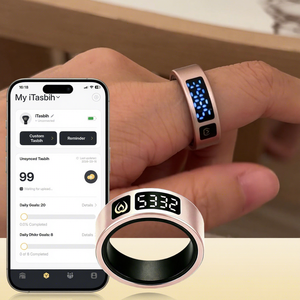 For Smart Ring Counter <b>with</b> <b>Timer</b> Vibration Reminders Cloud Upload App Control Alloy Material 22mm Black/Gold 17-20mm Sizes - Product Image 3
