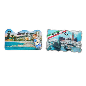 OEM/ODM Nouveau design d'artisanat Italie Venezia Tourist Travel City Venice Souvenir Drift Bottle Aimant de réfrigérateur à double étage en feuille d'étain - Product Image 3