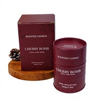 Bougie parfumée en cire de soja personnalisée avec logo, options de parfums d'ambiance, bougie en cire de soja de qualité supérieure en forme de baril, bougie parfumée en boîte métallique mate