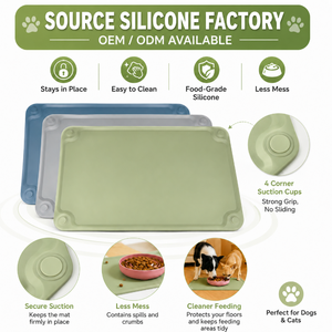 Tapete de Silicona Impermeable Portátil para Mascotas, Perros y Gatos, Antiderrames, con Bordes para Comida y Agua, Tapete Antideslizante para Alimentar Perros - Product Image 1