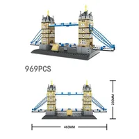 Briques de construction créatives, bâtiment moderne de renommée mondiale, plastique ABS, modèle architectural de 40 pièces, Angleterre, Londres, Tower Bridge