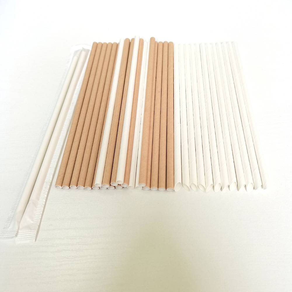 Custom Made Supported Degradable Wood Pulp Wood Disposable Paper Straw for Bubble Tea Beverages