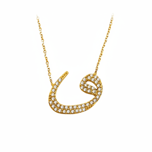 Collar de circón islámico con abalorio Vav de oro macizo de 14K, joyería fina para mujer, hecho en Turquía - Product Image 2