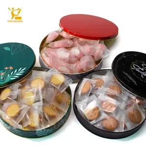 金属带茶盒圆形定制礼品包装罐方形糖果盖形状午餐小饼干矩形食品迷你锡盒