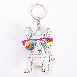 Porte-clés en cuir animal rembourré de coton PU, porte-clés porte-bonheur chat, renard, fruit, mousqueton, grand éléphant, petit chien, dinosaure, chat, renard - Product Image 4