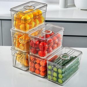 Kitchen Fridge Clear Eco-Friendly Stackable <b>Storage</b> Box Refrigerator Organizer Fresh Food Fruits <b>Vegetable</b> Container Bins Flip - Product Image 1