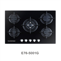 Table de cuisson à gaz encastrable 5 brûleurs GPL OEM/ODM d'usine avec plaque en verre trempé pour usage domestique