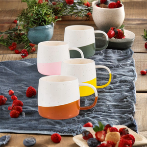 <span class=keywords><strong>Set</strong></span> di 4 Tazze da <span class=keywords><strong>Caffè</strong></span> in Ceramica - Grandi Tazze in Gres - Dipinte a Mano, Smaltate Bicolore, Personalizzabili CLASSIC Giveaways HANDGRIP - Product Image 1