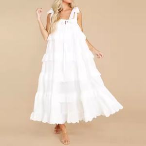 Robes d'été de haute qualité en gros pour femmes, personnalisées OEM, bretelles spaghetti, en mousseline, grandes tailles, robes de bal de luxe - Product Image 3