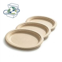 Assiettes jetables biodégradables en bagasse de canne à sucre, ovales, directement de l'usine, pour plats à emporter
