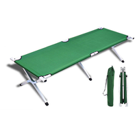 Lit pliant de camping en plein air avec cadre en aluminium et pieds en acier, pliable et réglable en hauteur, lit de voyage portable