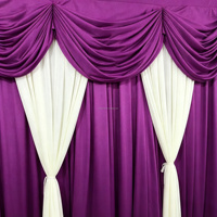 Ensemble de rideaux de fond de scène préfabriqués Muwei en soie laiteuse mate violette, style romantique, pour décoration de mariage