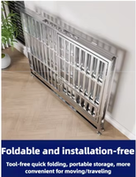Niches pliables en acier inoxydable pour chiens, avec cadre en fer, 95*63.5*74cm, assemblage facile, plateau en plastique robuste inclus, bouton-pression pour la fermeture de la boîte